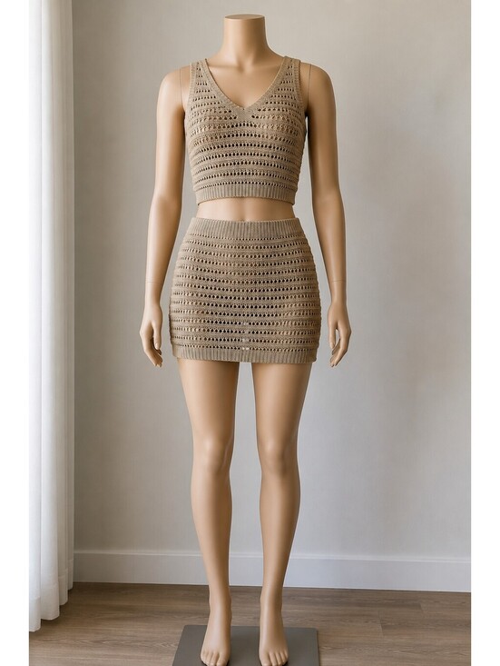 Salty Lemon Tops - Salty Lemon Crochet Top Skirt Set L/XL NWT $119 MSRP